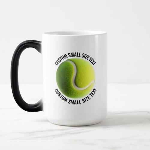 Small Text 15oz Magic Heat Changing Personalised Tennis Mug.