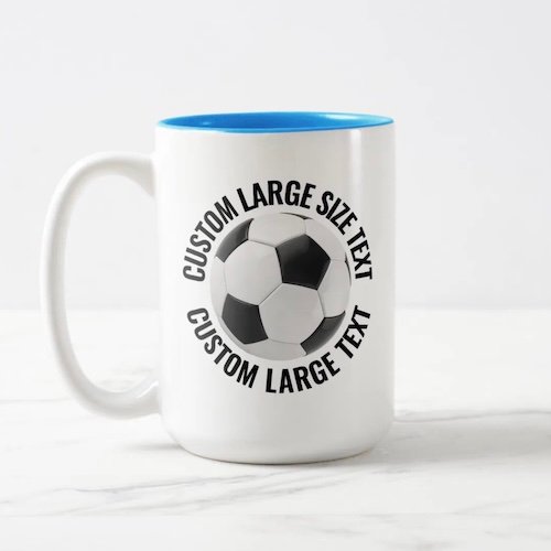 Soccer Ball & Large Text LIGHT BLUE 15oz Custom Two-Tone Mug.