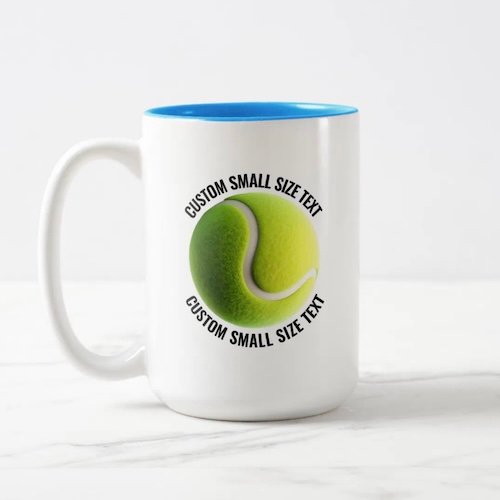 Tennis Ball & Small Text LIGHT BLUE 15oz Custom Two-Tone Mug.